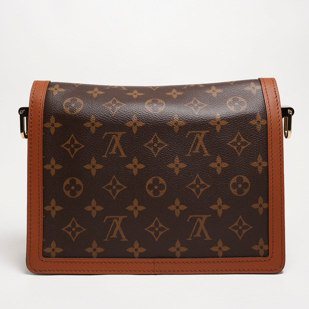 Louis Vuitton DAUPHINE MM 經典印花拼接三用翻蓋鍊包斜背包