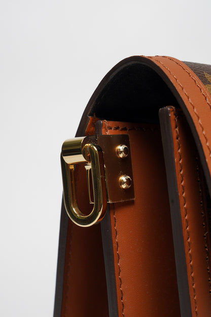 Louis Vuitton DAUPHINE MM 經典印花拼接三用翻蓋鍊包斜背包