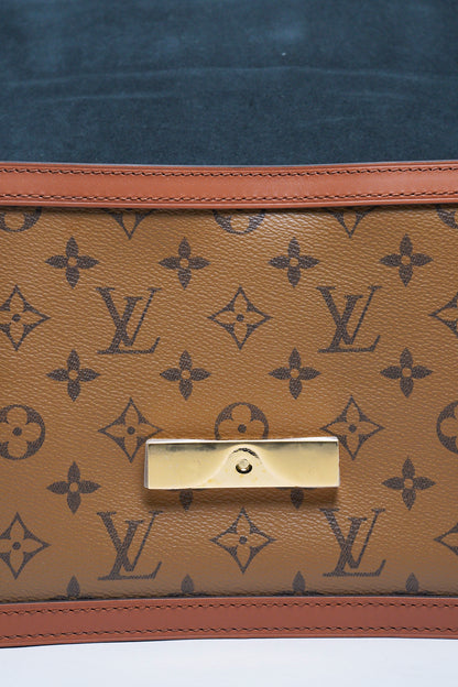 Louis Vuitton DAUPHINE MM 經典印花拼接三用翻蓋鍊包斜背包