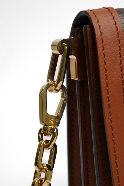 Louis Vuitton DAUPHINE MM 經典印花拼接三用翻蓋鍊包斜背包