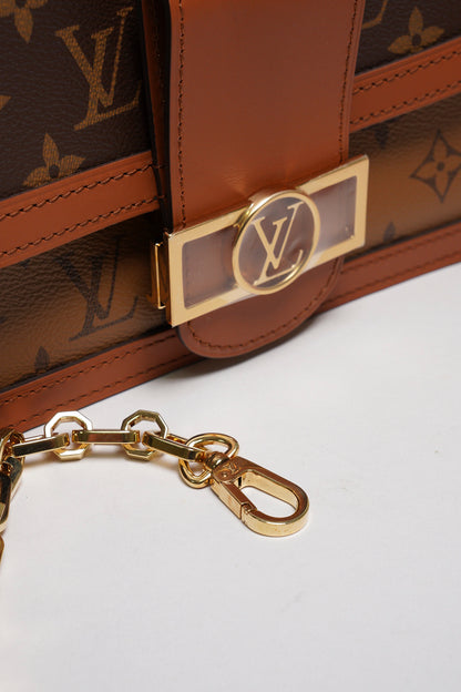 Louis Vuitton DAUPHINE MM 經典印花拼接三用翻蓋鍊包斜背包