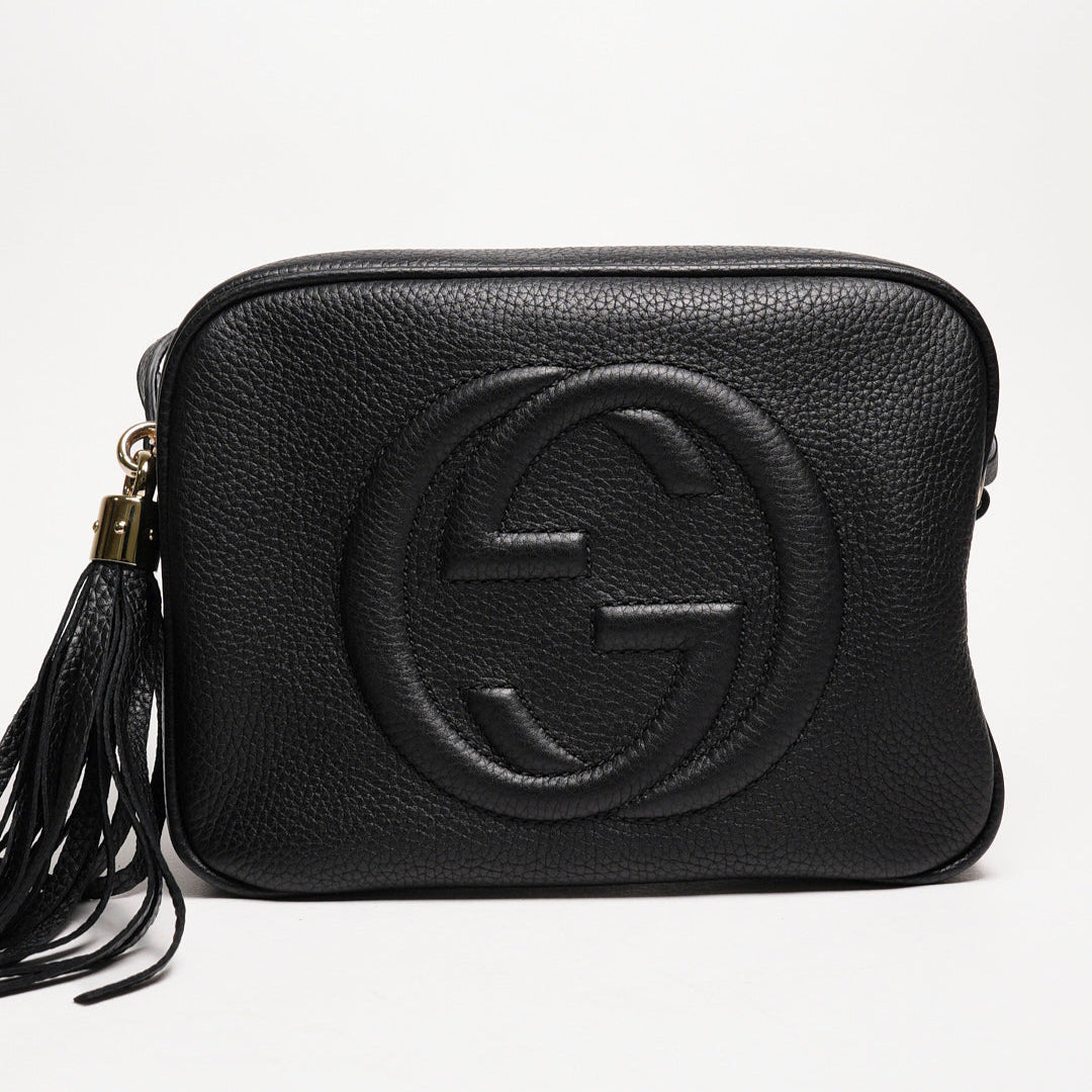 Gucci 雙G浮雕小牛皮流蘇 SOHO 斜背包