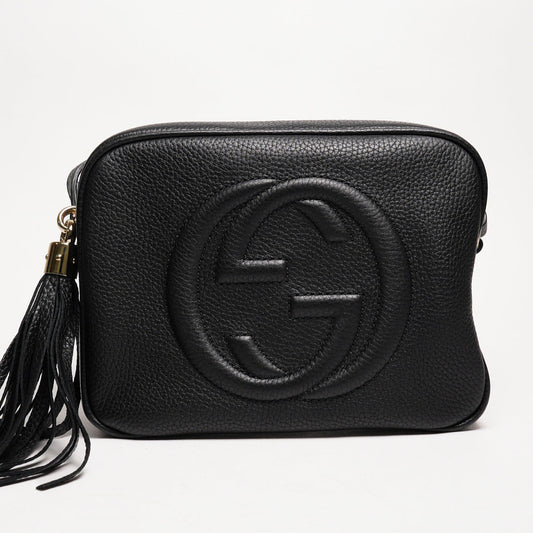 Gucci 雙G浮雕小牛皮流蘇 SOHO 斜背包