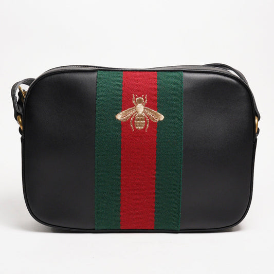 GUCCI crossbody leather bag 綠紅綠繡蜜蜂斜背包