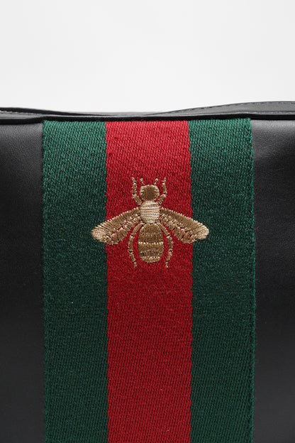 GUCCI crossbody leather bag 綠紅綠繡蜜蜂斜背包