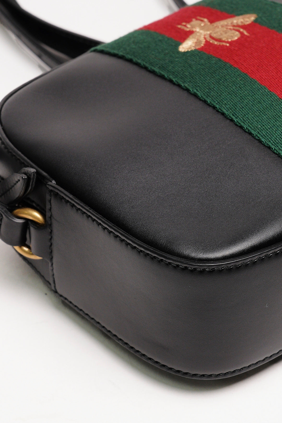 GUCCI crossbody leather bag 綠紅綠繡蜜蜂斜背包