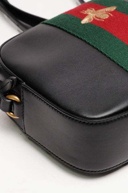 GUCCI crossbody leather bag 綠紅綠繡蜜蜂斜背包