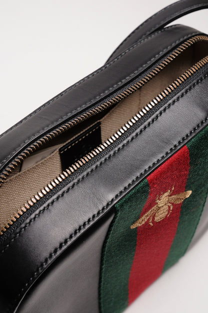 GUCCI crossbody leather bag 綠紅綠繡蜜蜂斜背包