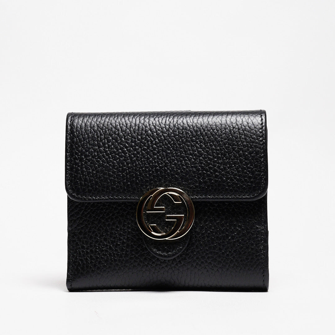 Gucci 女款黑色經典短夾