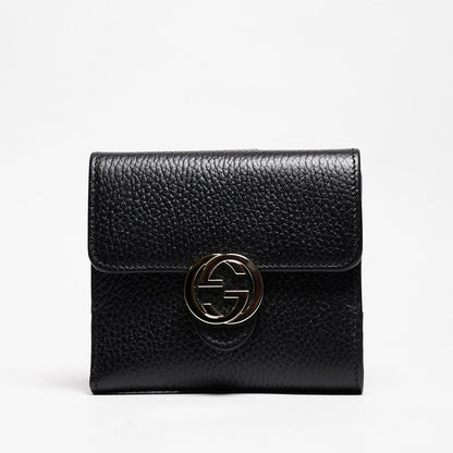 Gucci 女款黑色經典短夾