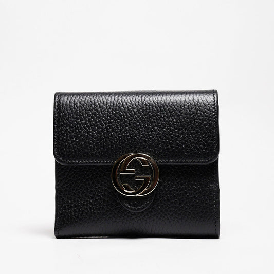 Gucci 女款黑色經典短夾
