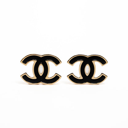 CHANEL 黑金經典雙C耳環