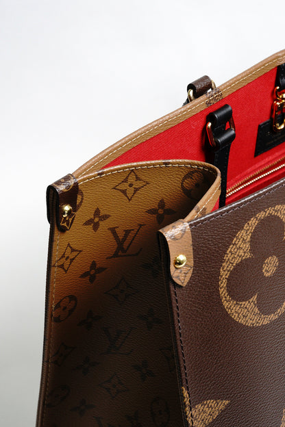 LOUIS VUITTON LV 路易威登 棕色 原花帆布 OnTheGo GM 兩用包