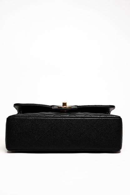 Chanel 經典款荔枝皮CF 23cm 黑色金鍊