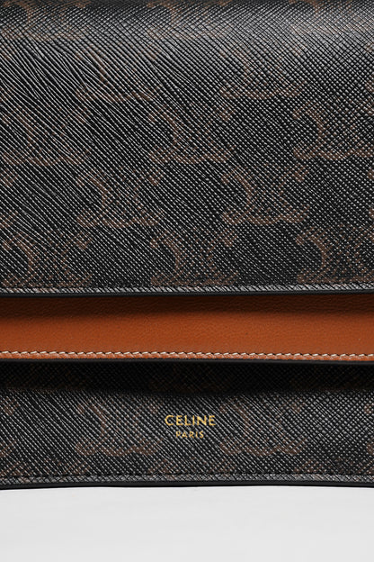 CELINE TRIOMPHE帆布平滑羊皮STRAP斜背包