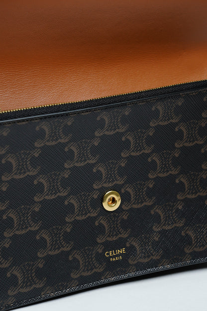 CELINE TRIOMPHE帆布平滑羊皮STRAP斜背包