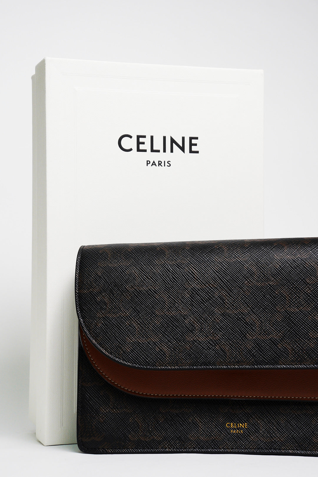 CELINE TRIOMPHE帆布平滑羊皮STRAP斜背包