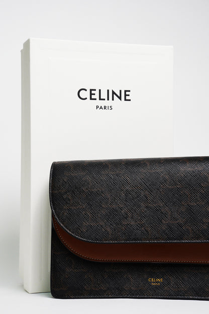 CELINE TRIOMPHE帆布平滑羊皮STRAP斜背包