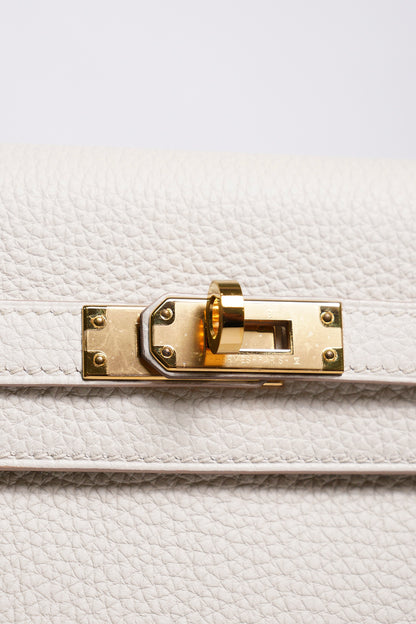 HERMÈS 愛馬仕 Kelly 25 外縫 10 奶昔白 Craie Epsom牛皮 金扣 W刻