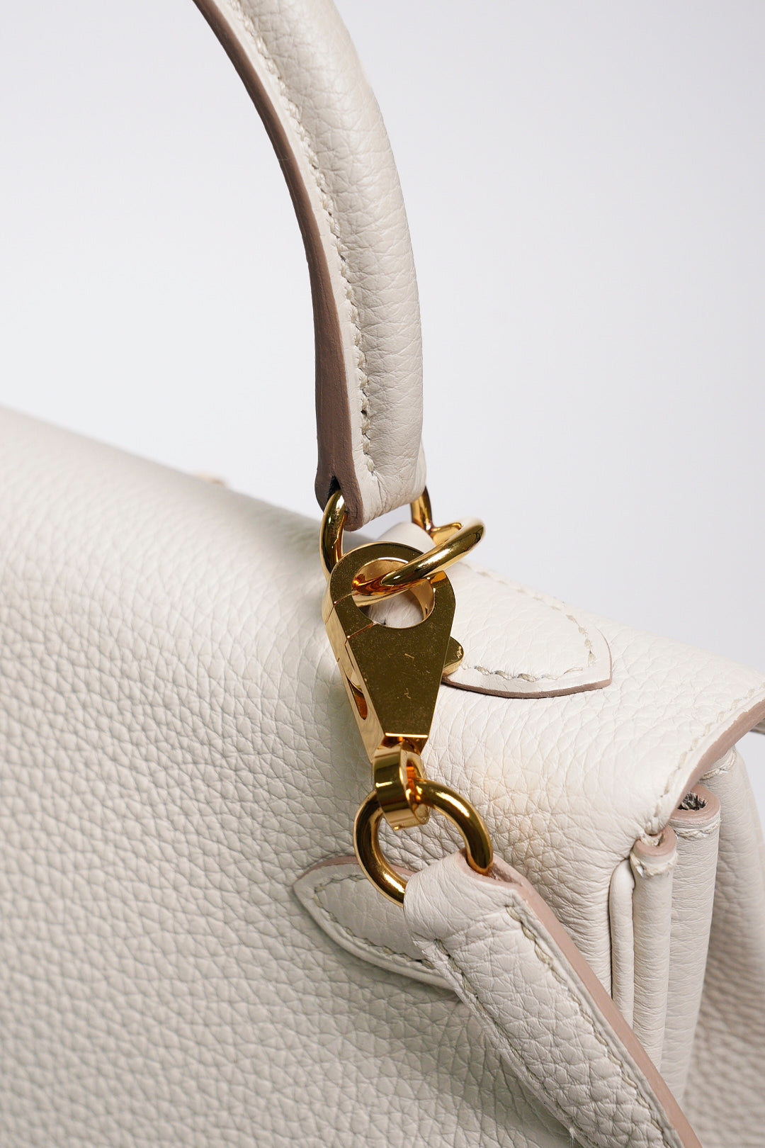 HERMÈS 愛馬仕 Kelly 25 外縫 10 奶昔白 Craie Epsom牛皮 金扣 W刻