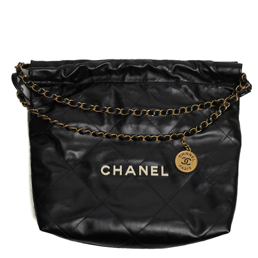 CHANEL 22 Bags 垃圾袋 小號 黑底白字
