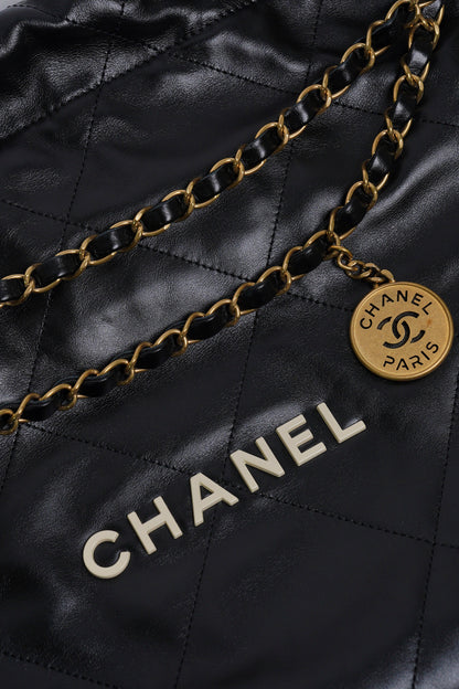 CHANEL 22 Bags 垃圾袋 小號 黑底白字