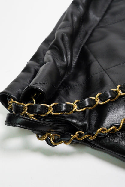 CHANEL 22 Bags 垃圾袋 小號 黑底白字