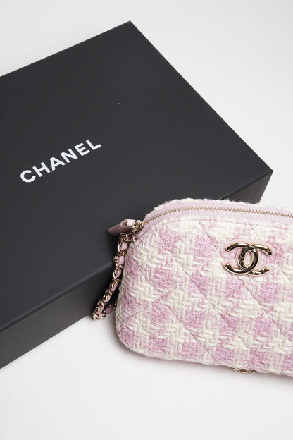 CHANEL VIP限定千鳥格粉色貝殼包