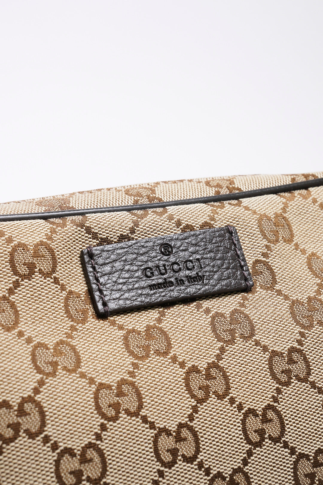 GUCCI 皮革拼緹花布腰包 胸口包