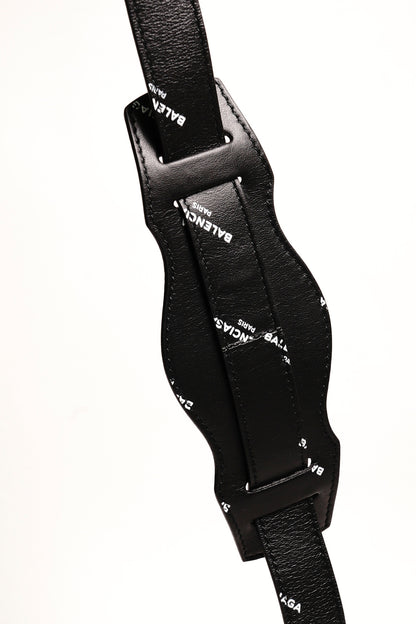 Balenciaga S City 機車包｜滿版英文logo(黑色）