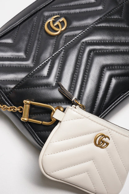 Gucci GG Marmont  皮革斜背包+手拿包+零錢包 一組3個