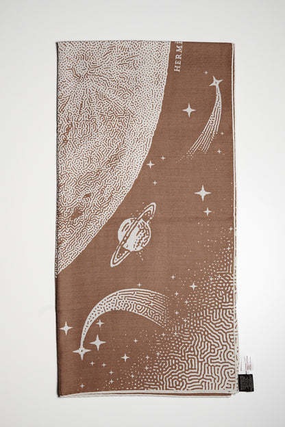 HERMES 月光飛馬 金棕 140 羊絨圍巾 絲巾