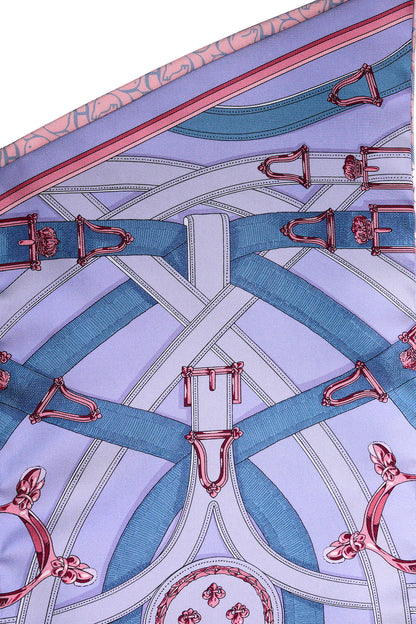 HERMES 愛馬仕 紫粉色 Maxi Twilly CAVALCADOUR 馬形圍巾