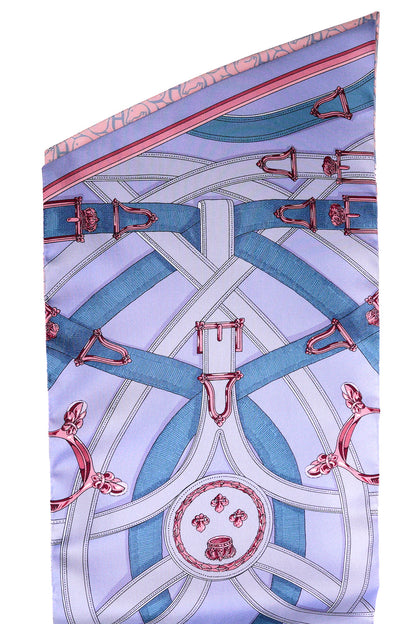 HERMES 愛馬仕 紫粉色 Maxi Twilly CAVALCADOUR 馬形圍巾