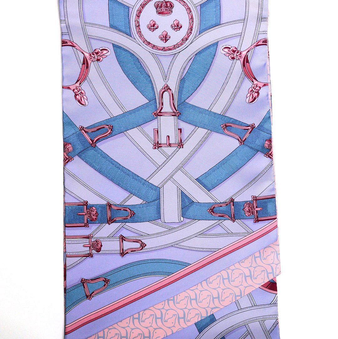 HERMES 愛馬仕 紫粉色 Maxi Twilly CAVALCADOUR 馬形圍巾