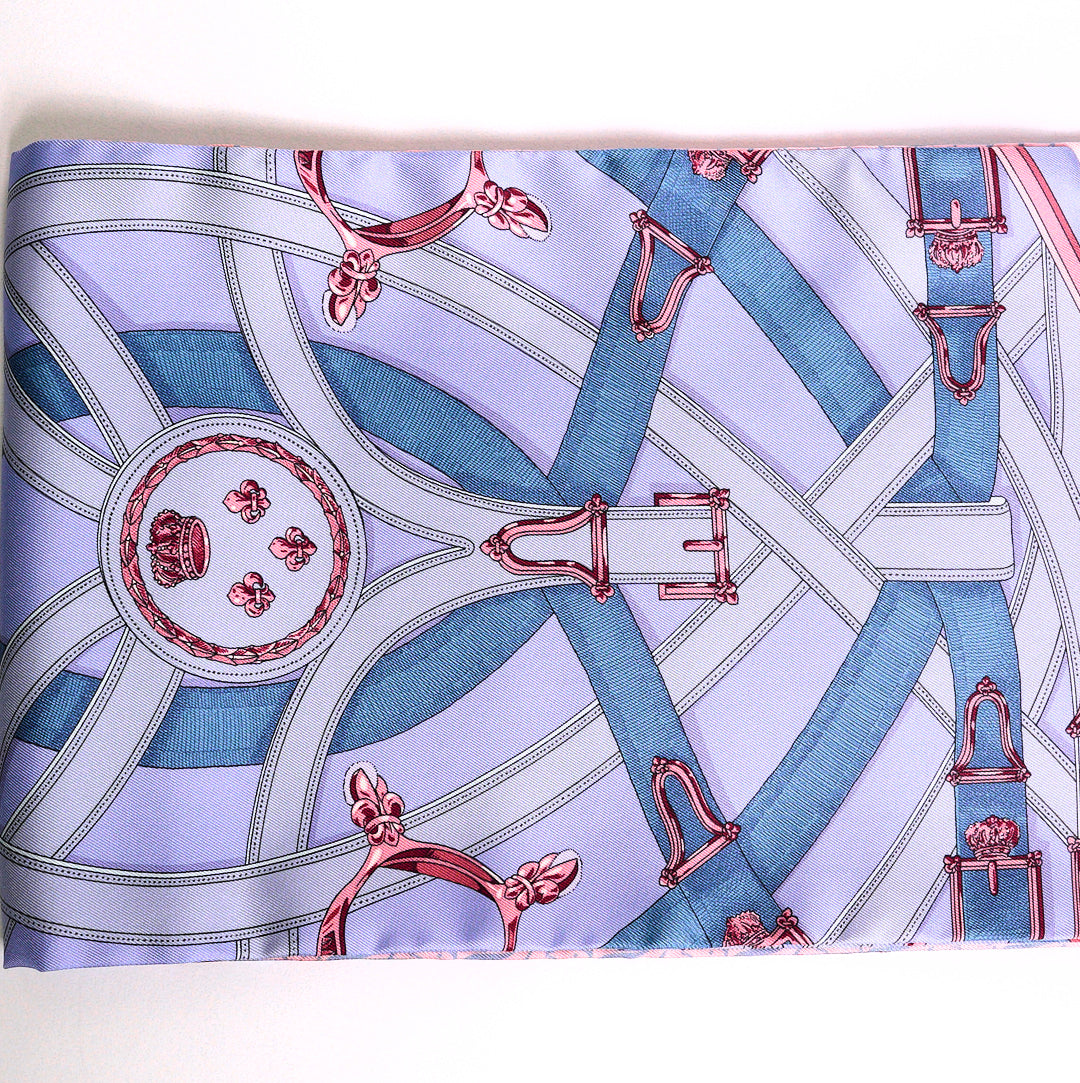 HERMES 愛馬仕 紫粉色 Maxi Twilly CAVALCADOUR 馬形圍巾