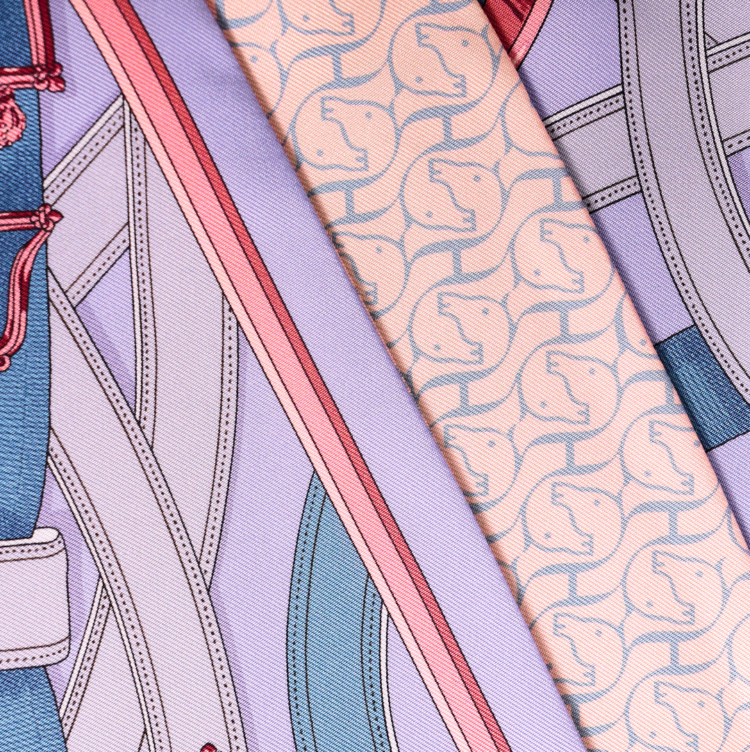 HERMES 愛馬仕 紫粉色 Maxi Twilly CAVALCADOUR 馬形圍巾