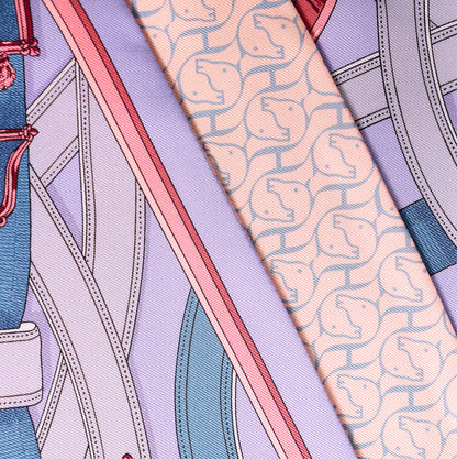 HERMES 愛馬仕 紫粉色 Maxi Twilly CAVALCADOUR 馬形圍巾