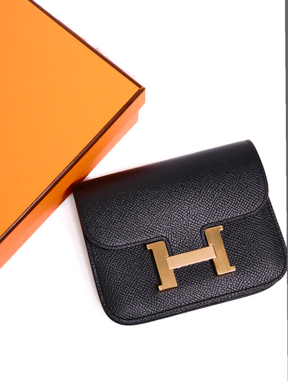 HERMES Constance Slim wallet 黑色