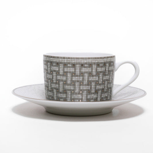 HERMES 愛馬仕 經典陶瓷茶杯碟組(灰色)