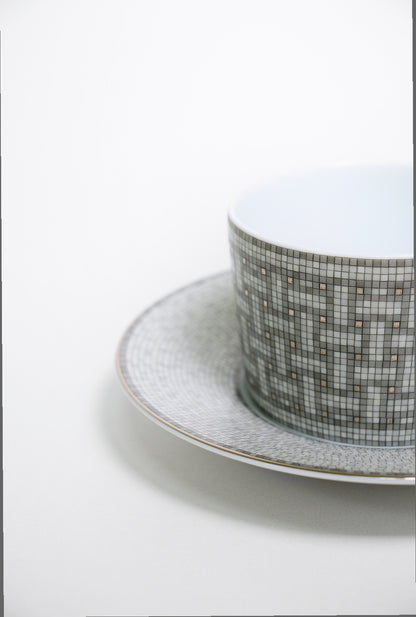 HERMES 愛馬仕 經典陶瓷茶杯碟組(灰色)