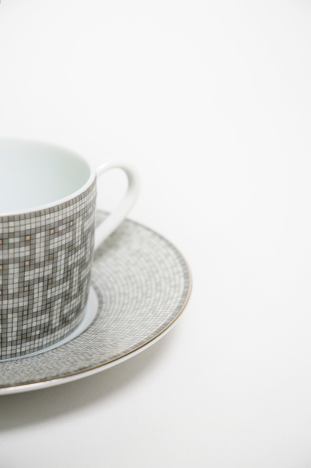 HERMES 愛馬仕 經典陶瓷茶杯碟組(灰色)