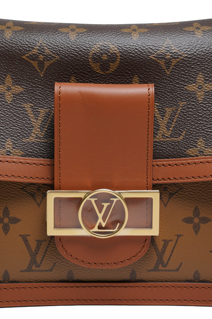 Louis Vuitton DAUPHINE MM 經典印花拼接三用翻蓋鍊包斜背包