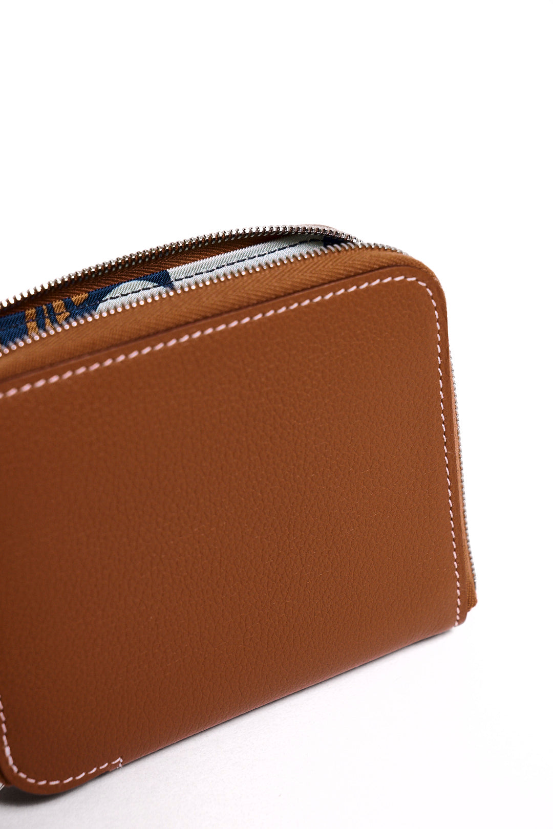 HERMES 牛皮拉鍊絲巾短夾 (褐色)(棕色)