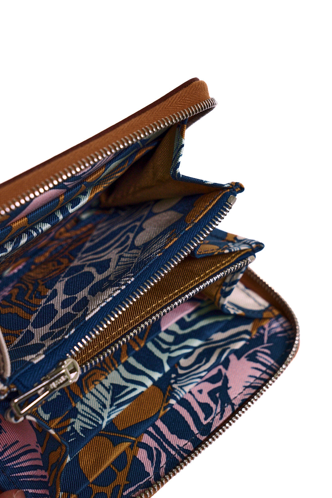 HERMES 牛皮拉鍊絲巾短夾 (褐色)(棕色)