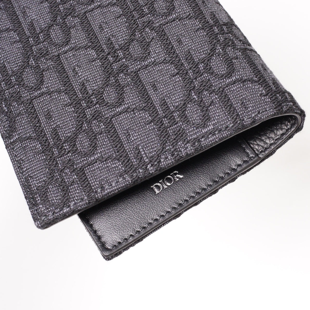 Dior Oblique 黑色緹花對折皮夾