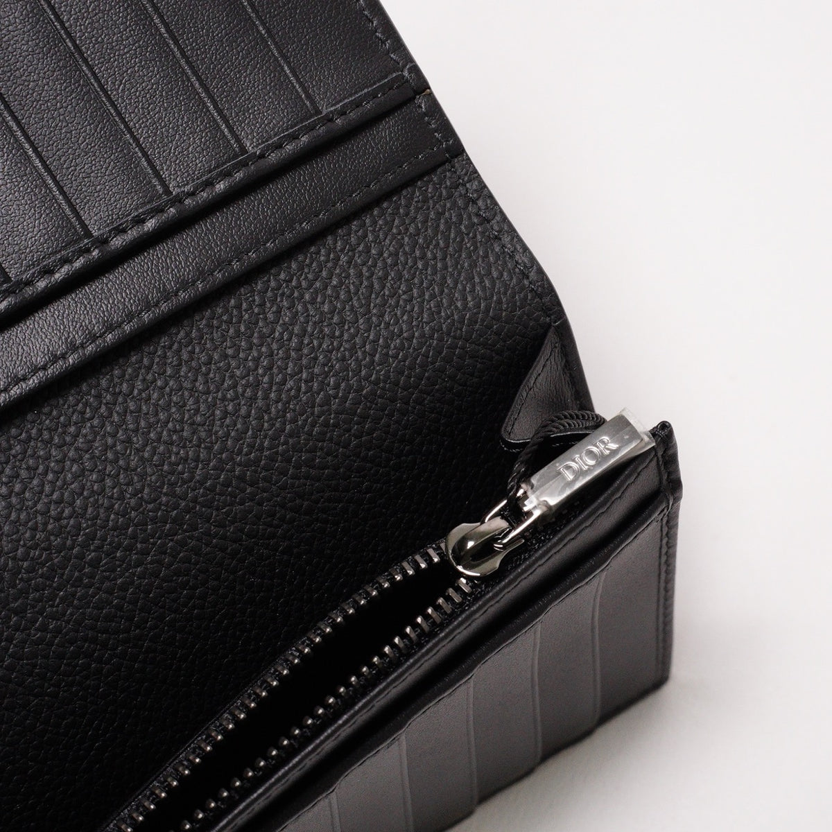 Dior Oblique 黑色緹花對折長夾