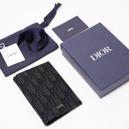 Dior Oblique 黑色緹花對折皮夾