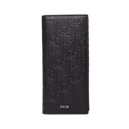 Dior Oblique 黑色緹花對折長夾