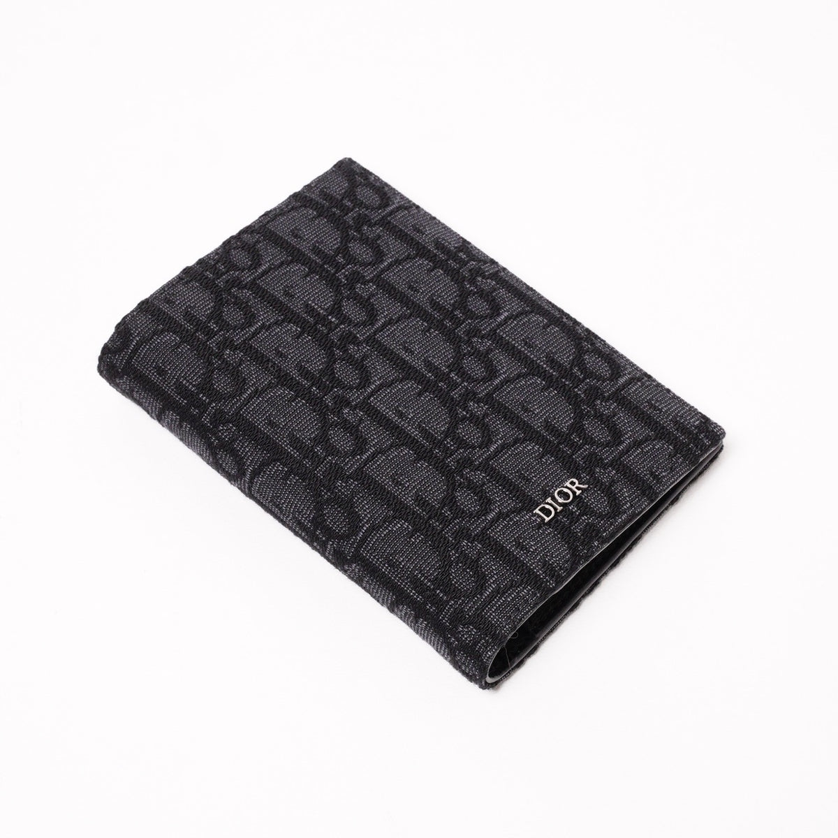 Dior Oblique 黑色緹花對折皮夾